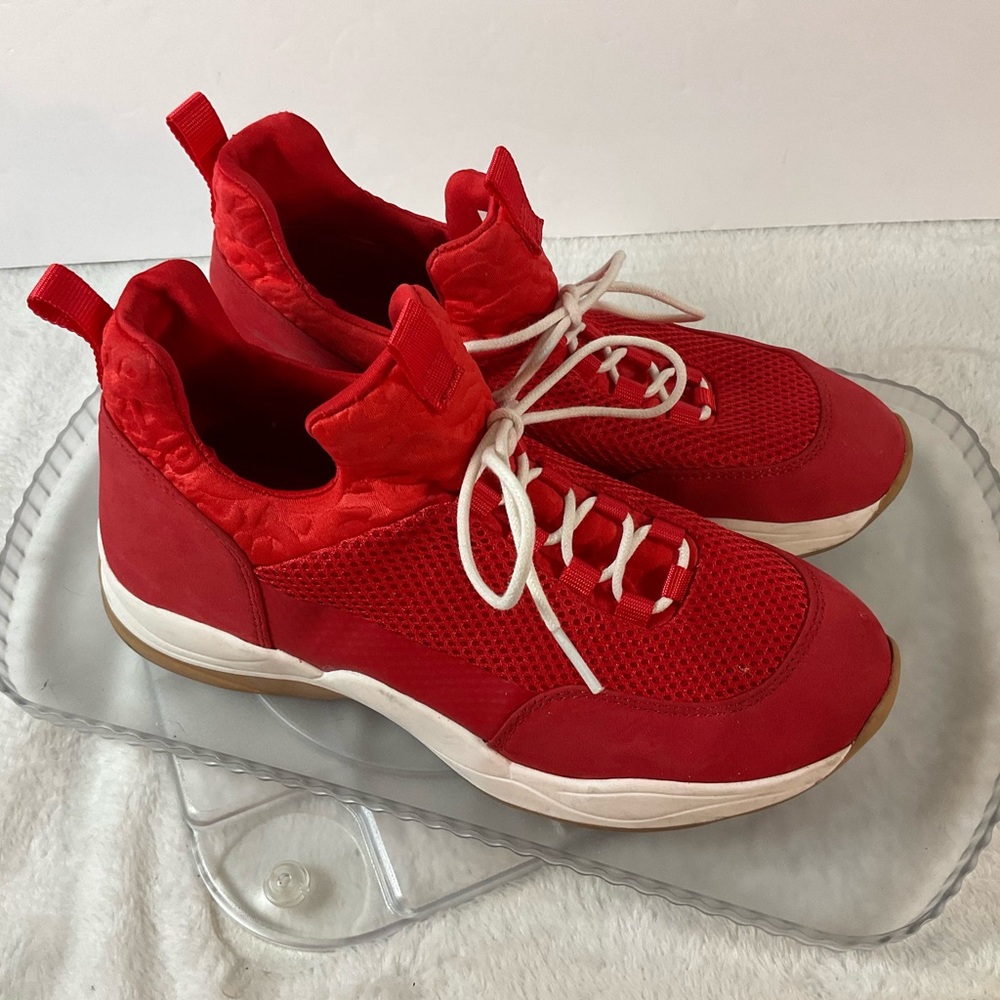 Gianni Bini Rizwell Lace-Up Red Sneakers women’s 8.5 leopard print‎ casual shoe